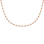 Les poulettes bijoux - collier plaqu� or chaine billes et perles �maill�es - rouge
