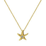 Collier plaqu or etoile de mer et un strass
