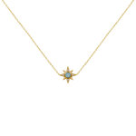 Collier plaqu or etoile polaire et demi perle de larimar