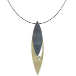 Collier plaqu or feuilles argent 925 oxyd et strass - grand modle