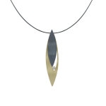 Collier plaqu or feuilles argent 925 oxyd et strass - petit modle
