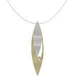 Collier plaqu or feuilles argent 925 et strass - grand modle