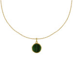 Les poulettes bijoux collier plaqu� or m�daille ronde malachite