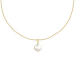 Collier plaqu or pendentif perle de culture - blanc