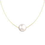 Collier plaqué or perle des poulettes solitaire 11 mm - blanc Collier plaqué or perle des poulettes solitaire 11 mm - blanc