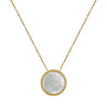 Les poulettes bijoux collier plaqu� or rond de nacre ivoire