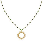 Les poulettes bijoux - collier plaqu� or soleil de billes ajour� et perles facett�es