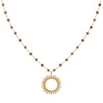 Les poulettes bijoux - collier plaqu� or soleil de billes ajour� et perles facett�es