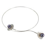 Collier ras de cou argent 925 2 nnuphars brosss perles - classics