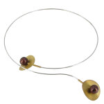 Collier ras de cou argent 925 2 nnuphars vermeil perle cuivre