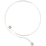 Collier ras de cou argent 925 2 perles de culture 11 mm - classics - rose