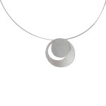 Les poulettes bijoux - collier soleil et lune argent rhodi� bross�