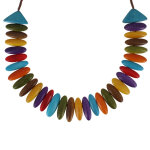 Les poulettes bijoux collier tagua plastron multicolore et�