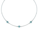 Collier tubes argent 925 perles de larimar et d'argent