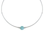 Collier tubes argent 925 une perle de larimar et perles d'argent 925
