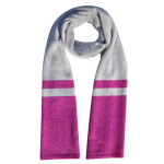 Echarpe 100% cachemire gris clair à rayures et lurex 2 fils 40cm x 170cm - fuchsia Echarpe 100% cachemire gris clair à rayures et lurex 2 fils 40cm x 170cm - fuchsia