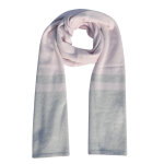 Echarpe 100% cachemire gris clair à rayures et lurex 2 fils 40cm x 170cm - rose Echarpe 100% cachemire gris clair à rayures et lurex 2 fils 40cm x 170cm - rose