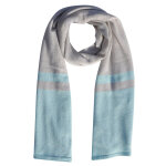 Echarpe 100% cachemire gris clair à rayures et lurex 2 fils 40cm x 170cm - turquoise Echarpe 100% cachemire gris clair à rayures et lurex 2 fils 40cm x 170cm - turquoise