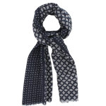 Les poulettes bijoux - echarpe 100% laine bleu navy losanges gris