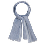 Les poulettes bijoux - echarpe 100% lin deux rayures blanches - bleu navy
