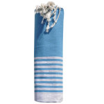 Fouta drap plage et hammam coton bande et petites rayures lurex argent 100 x 200cm -