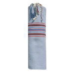 Fouta drap plage et hammam coton madras bleu ciel 100 x 200cm