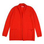 Gilet col châle 100% cachemire 2 fils - rouge corail Gilet col châle 100% cachemire 2 fils - rouge corail