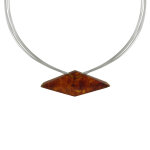 Grand collier multi - fils argent 925 losange d'ambre