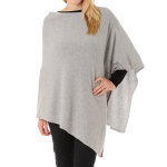 Les poulettes bijoux - grand poncho 100% cachemire 2 fils classics - gris clair