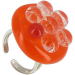 Les poulettes bijoux - grande bague verre bulles - classics - orange