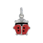 Pendentif argent 925 coccinelle bombe ligne rouge et noire