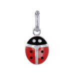 Pendentif argent 925 coccinelle rouge et noire