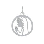 Pendentif argent 925 mdaille ronde ajoure vierge en prire