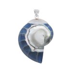 Pendentif argent 925 nautile coquillage et r�sine - bleu navy