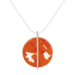 Les poulettes bijoux - pendentif argent 925 p�te de verre bonbon orange
