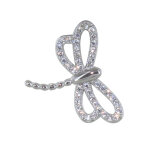 Les poulettes bijoux - pendentif argent 925 rhodi� libellule ailes ajour�es et strass