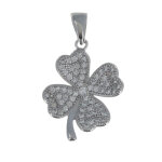 Pendentif argent 925 rhodi trfle de strass