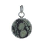 Les poulettes bijoux - pendentif argent 925 rond lisse de jaspe kambaba