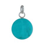 Les poulettes bijoux - pendentif argent 925 rond lisse de turquoise