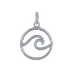 Les poulettes bijoux - pendentif argent 925 rond symbole vague ajour�e