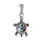 Pendentif argent 925 tortue des galapagos et cabochon en nacre abalone