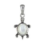Pendentif argent 925 tortue des galapagos et cabochon en nacre ivoire