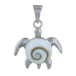 Pendentif argent 925 tortue et oeil de sainte lucie rond