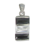Pendentif argent 925 zirconium noir et cristal Pendentif argent 925 zirconium noir et cristal