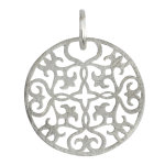 Les poulettes bijoux - pendentif argent bross� arabesque coeur ajour�
