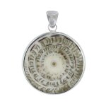 Pendentif argent 925 disque et coquillage naturel - beige