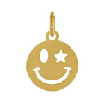 Pendentif argent dor mdaille ronde smiley
