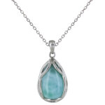 Les poulettes bijoux pendentif argent goutte elfique de larimar