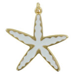 Pendentif etoile en laiton emaille - blanc