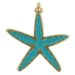 Pendentif etoile en laiton emaille - turquoise